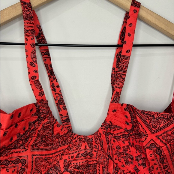 Soft Sport NWOT bandana print red tie back crop top size 3X - Picture 4 of 13